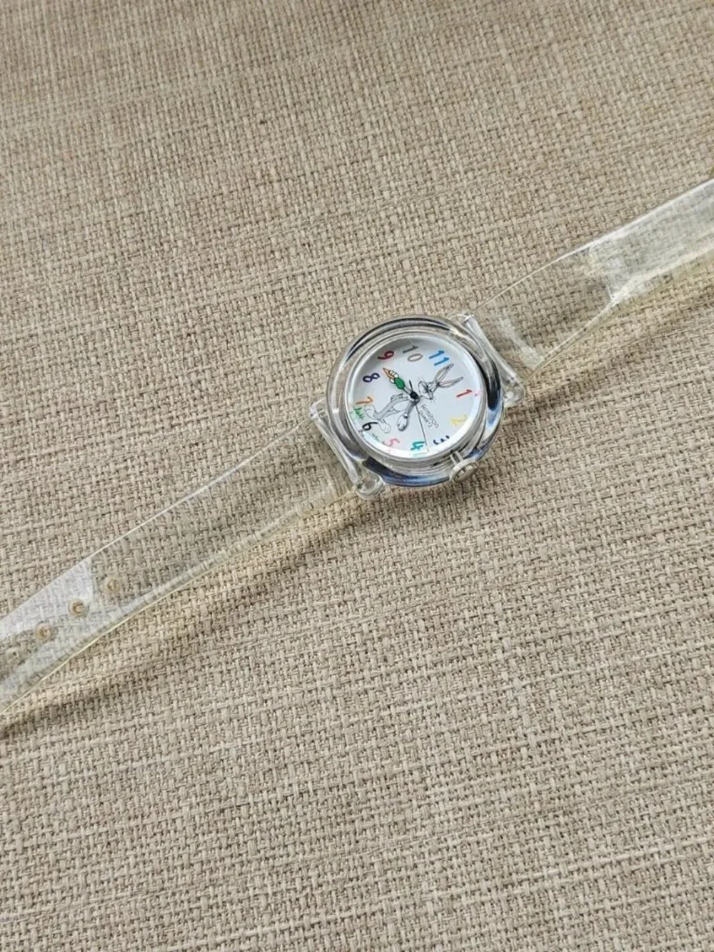 Vintage Armitron Women Wristwatch Bugs Bunny Looney Tune Clear Band Analog watch